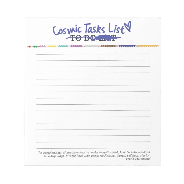 Montessori att göra-lista anteckningsblock (Framsida)