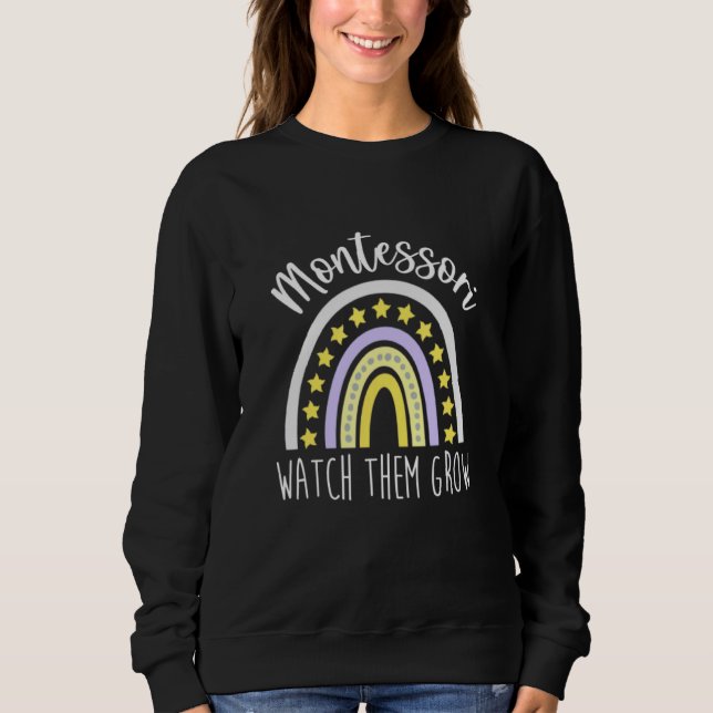 Montessori bevaka dem Grow Teacher Rainbow Mamma L T Shirt (Framsida)