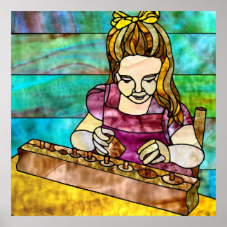 Montessori Child med Sensorial Cylinder Block Poster