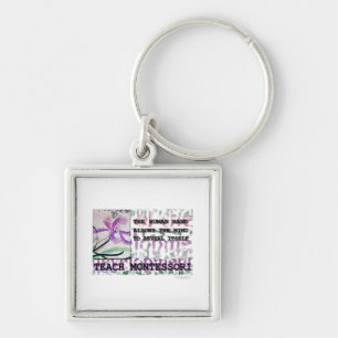 Montessori Iris Fyrkantig Silverfärgad Nyckelring