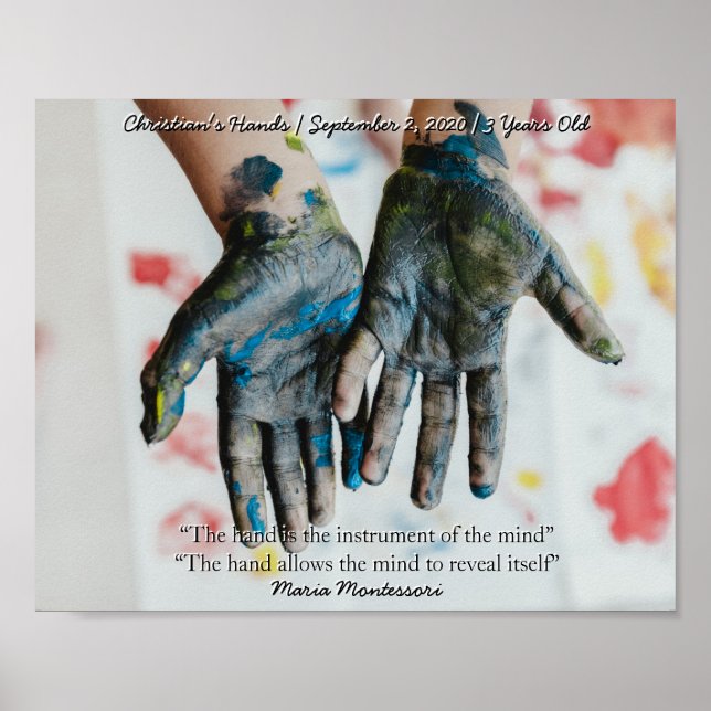 Montessori Sensorial Händer Quote Keepsaké Poster (Framsidan)