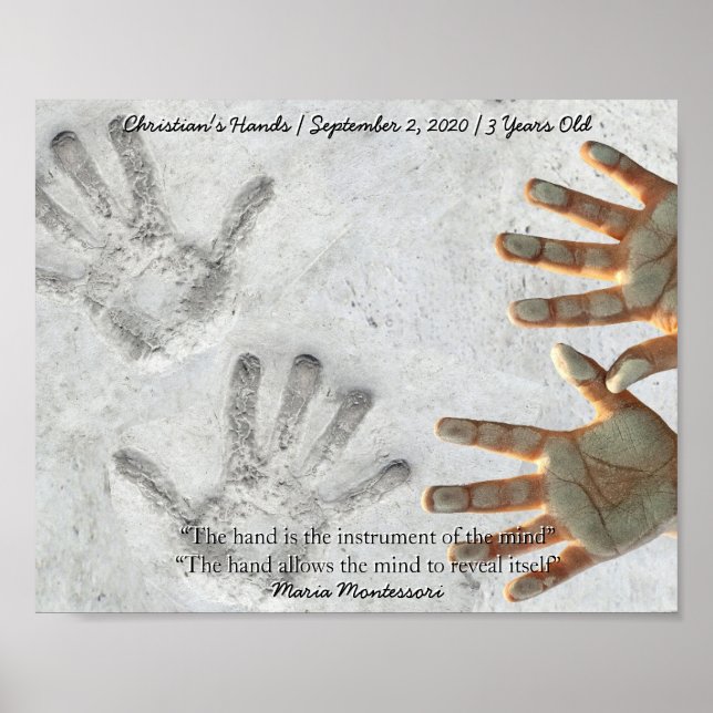 Montessori Sensorial Händer Quote Keepsaké Poster (Framsidan)