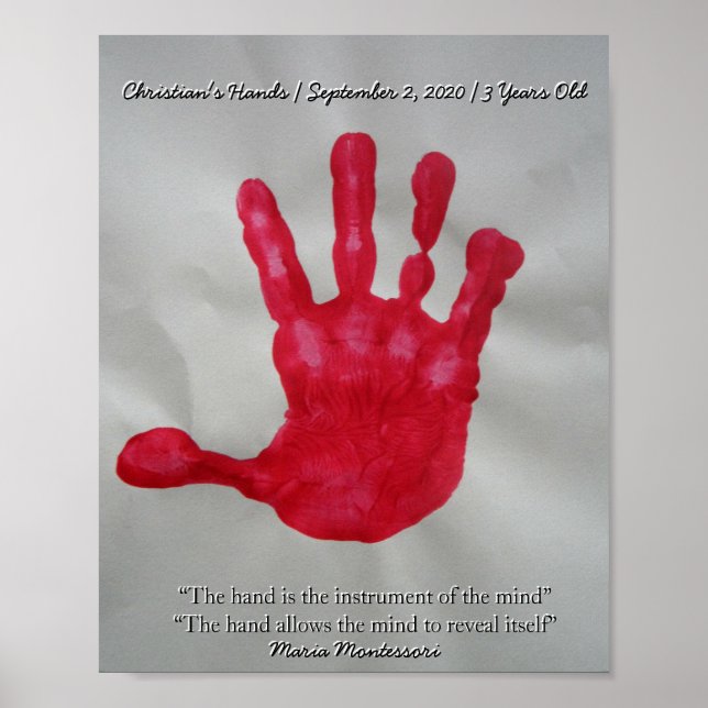 Montessori Sensorial Paint Hand Quote Keepsaké Poster (Framsidan)