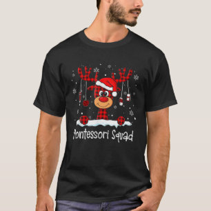 Montessori Squad Play Reindeer Santa Hat Teacher T Shirt