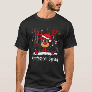 Montessori Squad Play Reindeer Santa Hat Teacher T Shirt