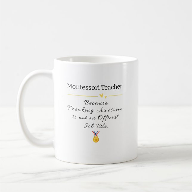 Montessori Teacher Freaking Fantastisk Jobbtitel Kaffemugg (Vänster)