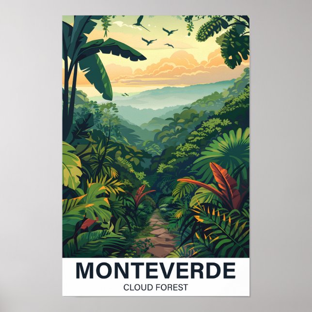 Monteverde Cloud Forest Costa Rica Travel Poster (Framsidan)