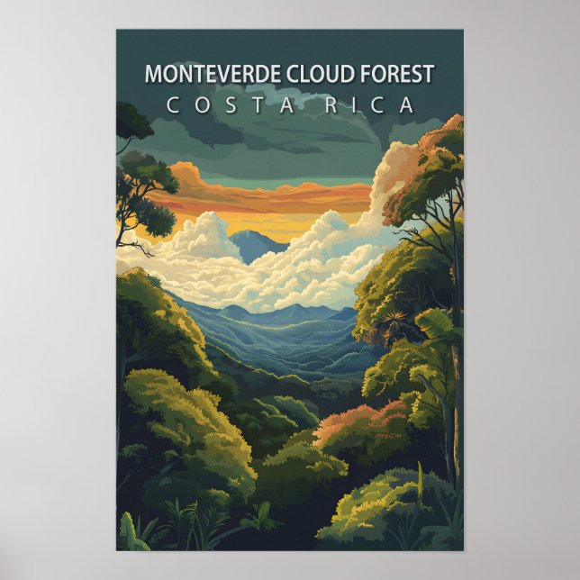 Monteverde Cloud Forest Costa Rica Travel Poster (Framsidan)