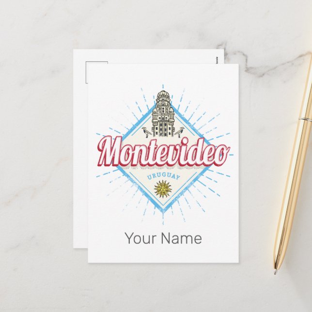 Montevideo City Uruguay Palacio Salvo Souvenir Helg Vykort (Fram/Back In Situ)