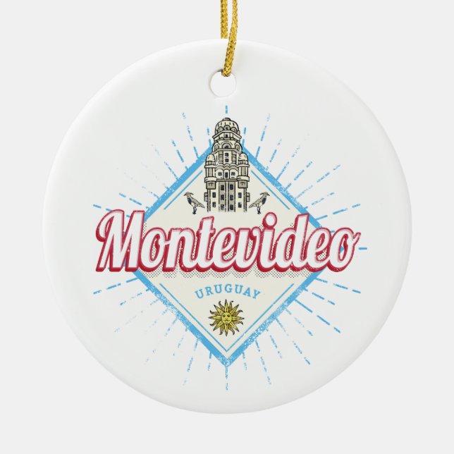 Montevideo City Uruguay Palacio Salvo Souvenir Julgransprydnad Keramik (Framsidan)