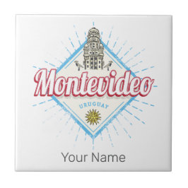 Montevideo City Uruguay Palacio Salvo Souvenir Kakelplatta