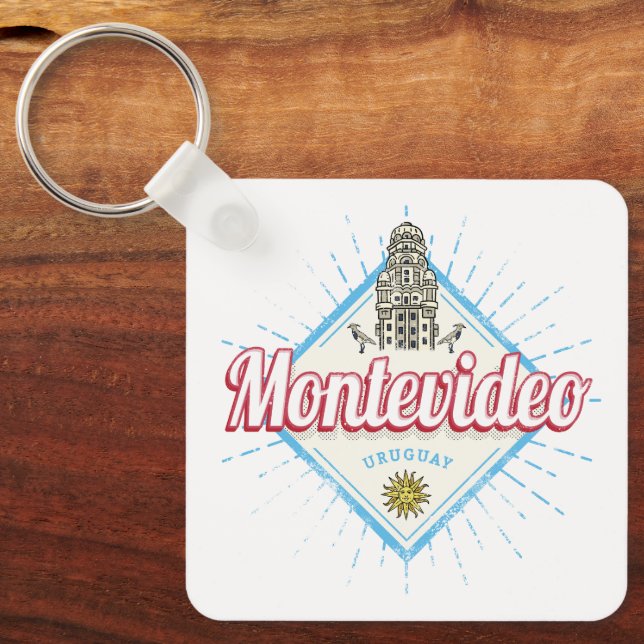 Montevideo City Uruguay Palacio Salvo Souvenir Nyckelring (Framsida)