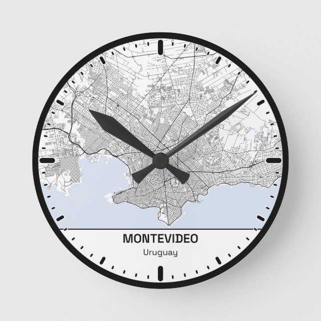 Montevideo Clock City Line Art Rund Klocka (Framsida)