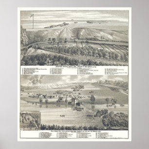 Montevideo panorama- karta för MN - 1874 Poster