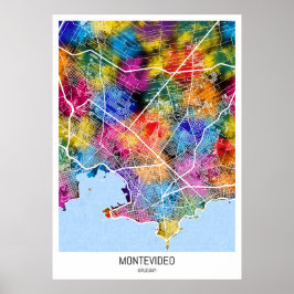 Montevideo Uruguay City Karta Poster