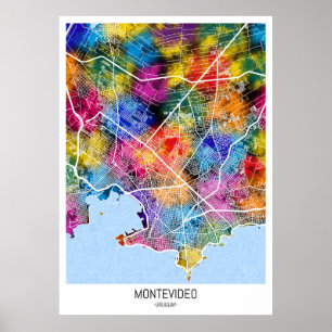Montevideo Uruguay City Karta Poster