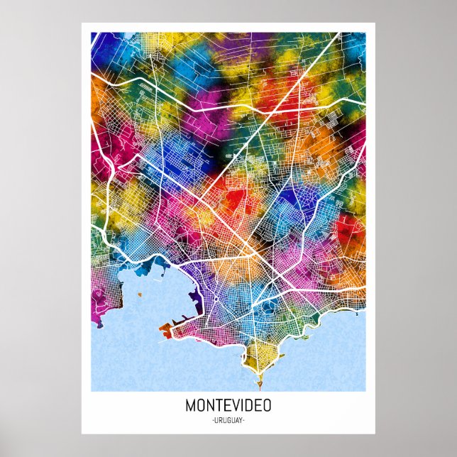 Montevideo Uruguay City Karta Poster (Framsidan)