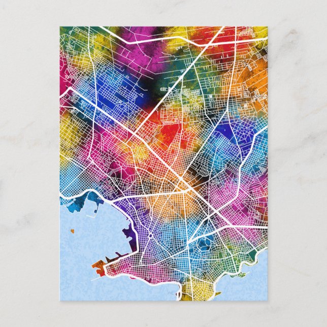 Montevideo Uruguay City Karta Vykort (Framsida)