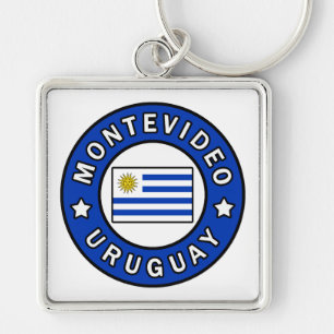 Montevideo Uruguay Fyrkantig Silverfärgad Nyckelring