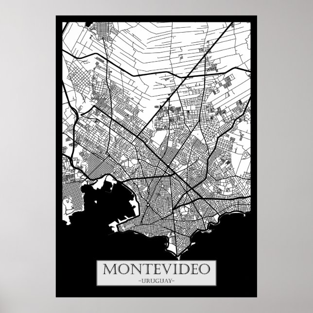 Montevideo Uruguay stadsplan Poster (Framsidan)