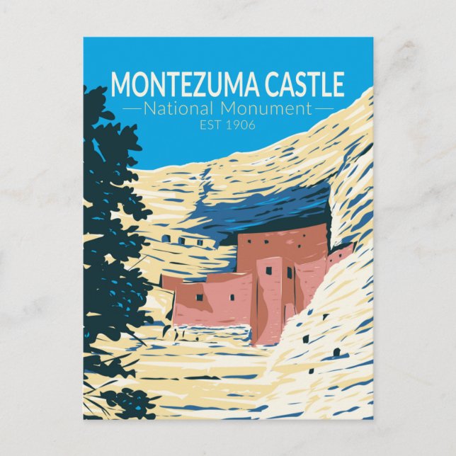 Montezuma Castle National Monument Arizona Retro Vykort (Framsida)