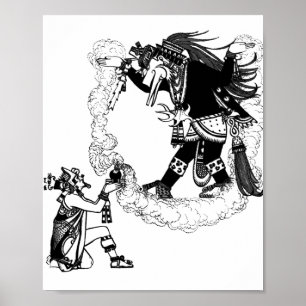 Montezuma erbjuder Ancient Mexico Art Poster