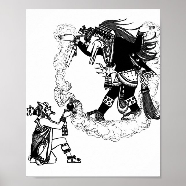 Montezuma erbjuder Ancient Mexico Art Poster (Framsidan)
