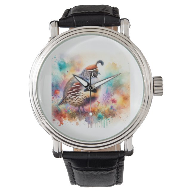 Montezuma Quail AREF755 - Watercolor Armbandsur (Framsida)