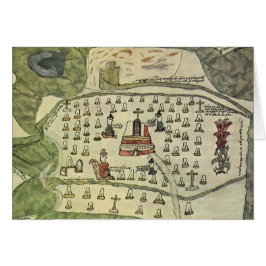 Montezumas Aztec Empire, Antique World Map, 1577 Hälsningskort