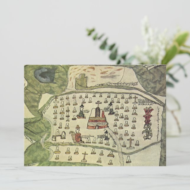 Montezumas Aztec Empire, Antique World Map, 1577 Inbjudningar (Stående Fram)