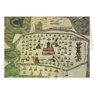 Montezumas aztekiska imperium, Antik världskarta, Hälsningskort