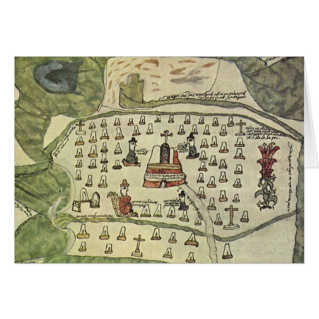 Montezumas aztekiska imperium, Antik världskarta,  Hälsningskort (Framsidan Horizontal)