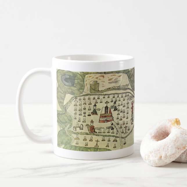 Montezumas aztekiska imperium, Antik världskarta,  Kaffemugg (Med munk)