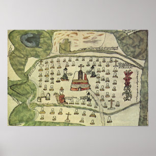 Montezumas aztekiska imperium, Antik världskarta,  Poster