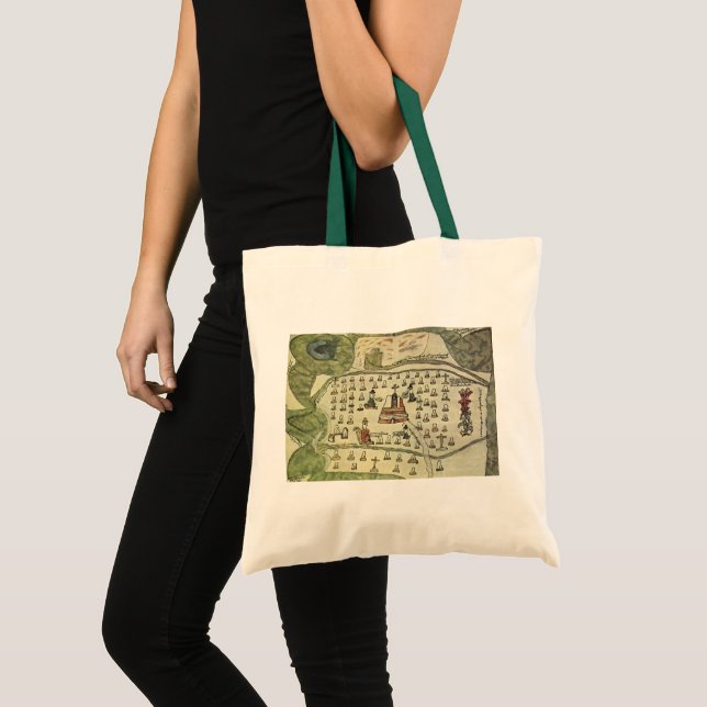 Montezumas aztekiska imperium, Antik världskarta,  Tygkasse (Framsida (produkt))