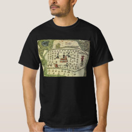 Montezumas aztekiska imperium, antikt världskarta, t-shirt