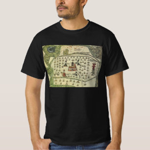 Montezumas aztekiska imperium, antikt världskarta, t-shirt