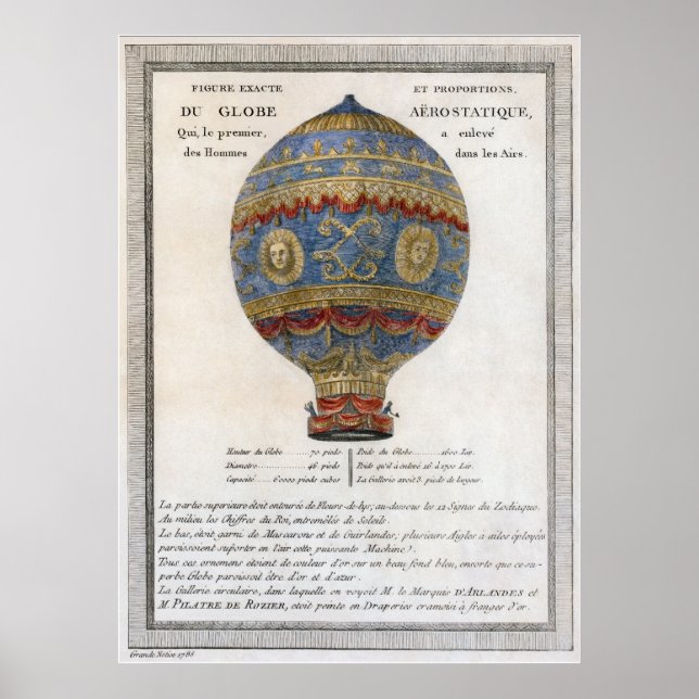 Montgolfier Brothers 1783 Luftballong Flight Poster (Framsidan)
