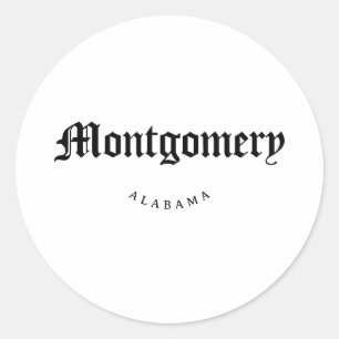 Montgomery Alabama Black Font Runt Klistermärke
