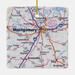 Montgomery Alabama Karta Julgransprydnad Keramik