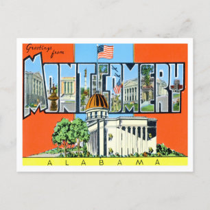 Montgomery, Alabama Vintage Big Brev Postcard Vykort