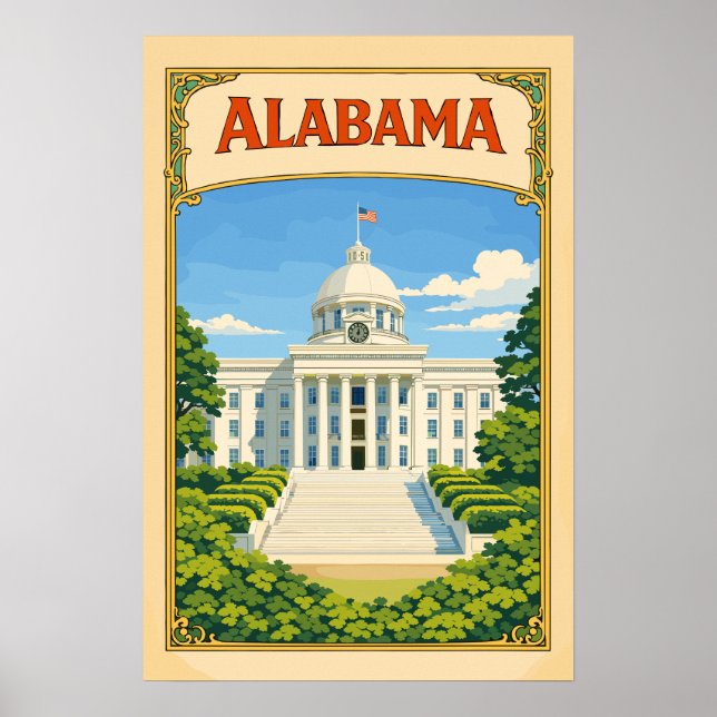 Montgomery Capitol-byggnaden | Alabama-affisch Poster (Framsidan)