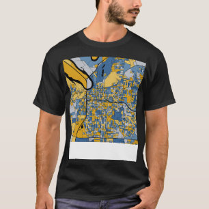 Montgomery Karta Mönster i Blue Guld TShirt T Shirt