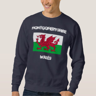 Montgomeryshire, Wales med Welsh flagga Långärmad Tröja