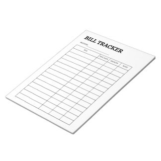 Monthly Bill Tracker Notepad Anteckningsblock