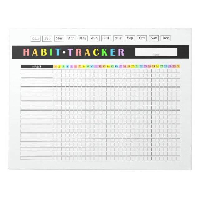 Monthly Habit Tracker Rainbow Anteckningsblock (Framsida)