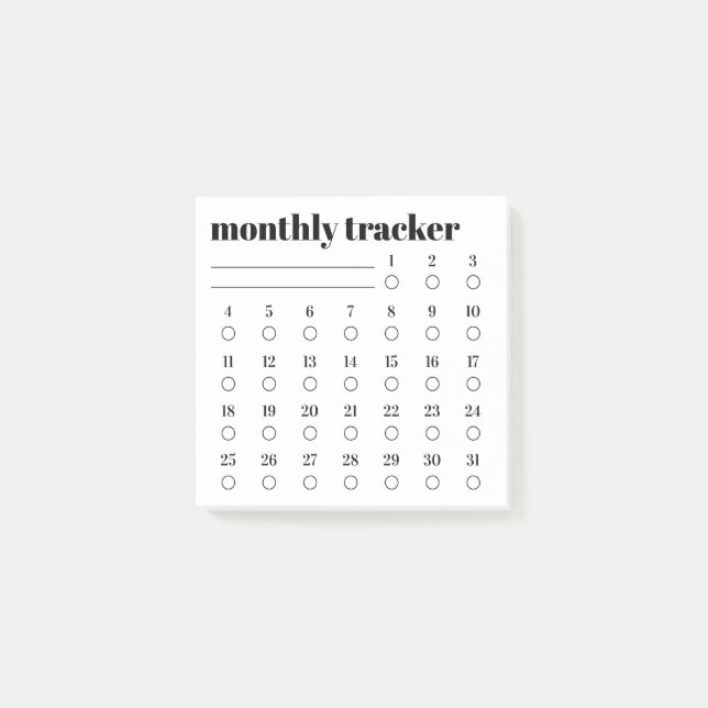Monthly Habit Tracker Sticky Notes Pad Post-it Block (Framsida)