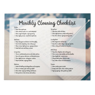 Monthly House Cleaning Checklist Anteckningsblock