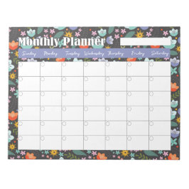 Monthly Planner Spring Colorful Flowers  Anteckningsblock