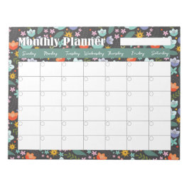 Monthly Planner Spring Colorful Flowers  Anteckningsblock